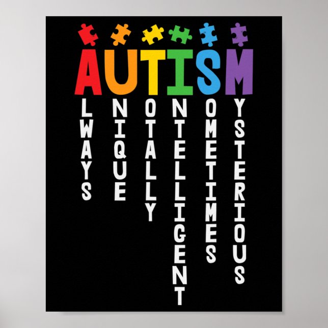 Póster Autismo Siempre Único Autismo Totalmente Inteligen (Frente)