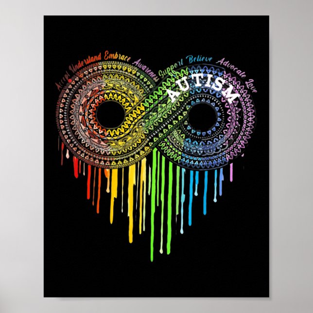 Póster Autismo Símbolo Infinito Arcoiris Concienciación (Frente)