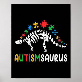 Póster Autismsaurus Dinosaur Boys Niños Pequeños Autismo