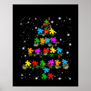 Póster autista Árbol de Navidad del puzzle del autismo