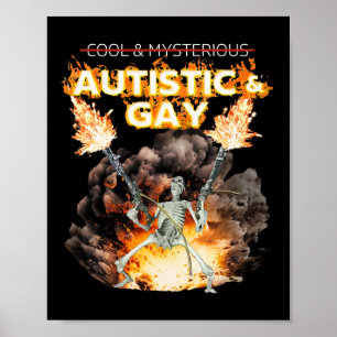 Póster Autista Y Gay Skeleton Maldito Meme De Autismo