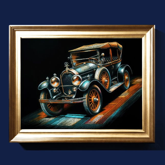 Póster Auto antiguo de dibujos de los pastos duros (Subido por el creador)