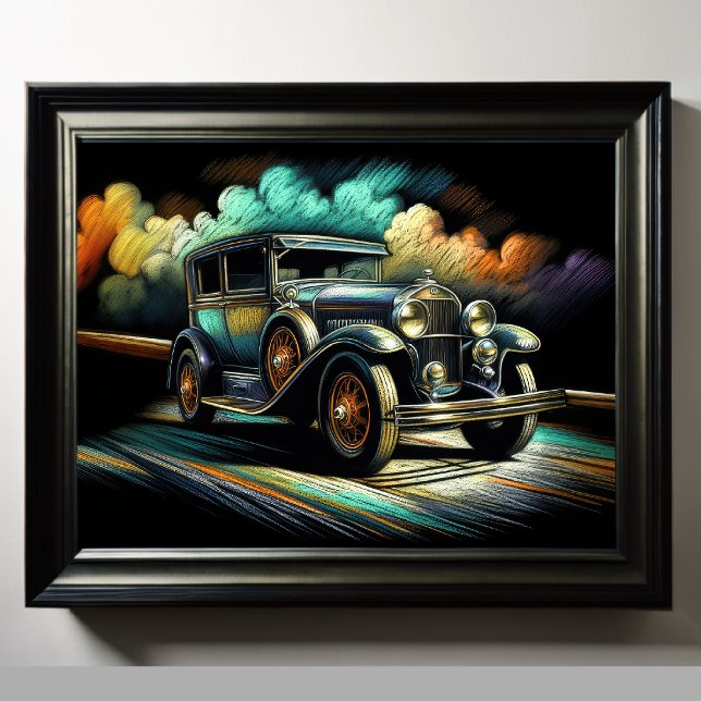 Póster Auto antiguo de dibujos de los pastos duros (Subido por el creador)