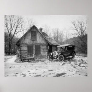 Póster Auto antiguo en el Parque Rock Creek, años 20