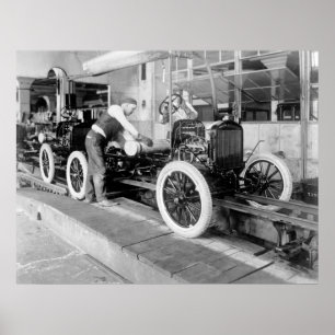 Póster Auto Assembly Line, años 1920