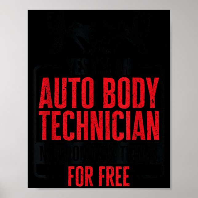 Póster Auto Body Technician Vehicle Repair Car Maintenanc (Frente)