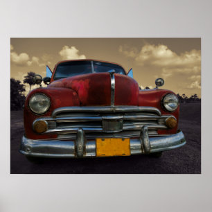 Póster Auto clásico americano en Vinales, Cuba