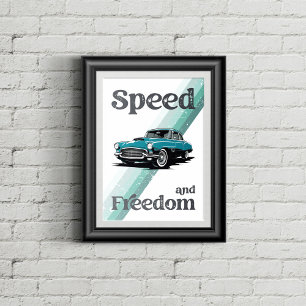 Póster Auto clásico con tipografía.