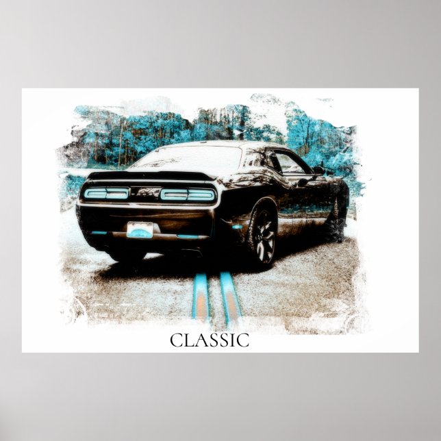 Póster *~* Auto clásico de antigüedades del Músculo NIR d (Frente)