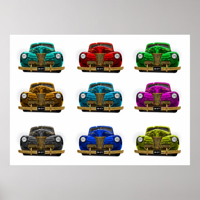 Póster Auto clásico de vintage (Frente)