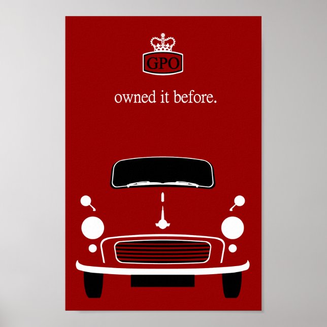 Póster Auto clásico rojo Morris Menor (Frente)