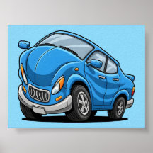 Auto de dibujos animados azul deformado