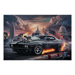 Poster Auto Drapeaux 02