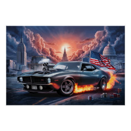 Poster Auto Drapeaux 03