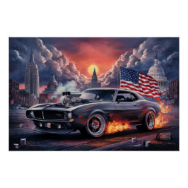 Poster Auto Drapeaux 04
