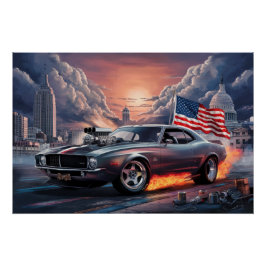 Poster Auto Drapeaux 05
