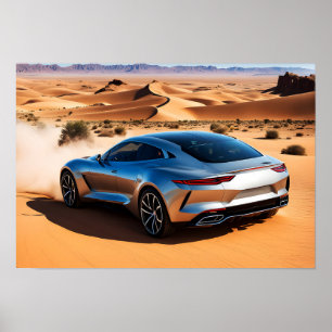 Póster Auto moderno en el desierto