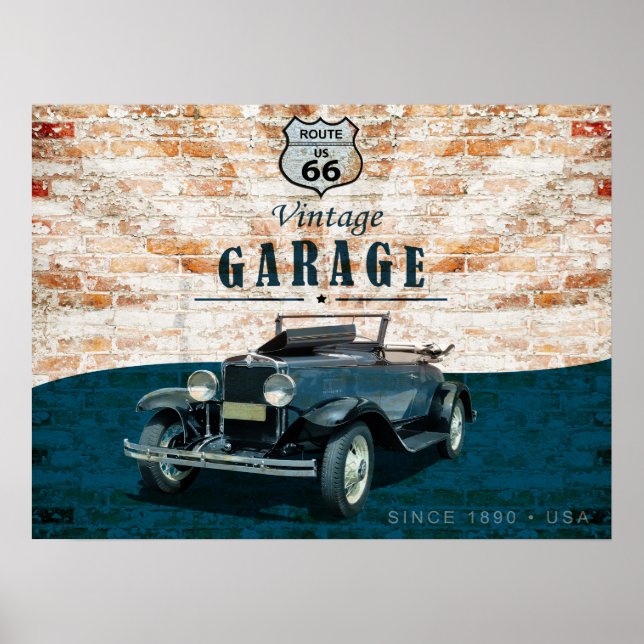 Póster Auto retro vintage (Frente)