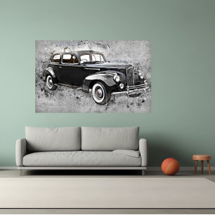 Póster Auto Vintage Black 1941 Packard 110 Automobile Art