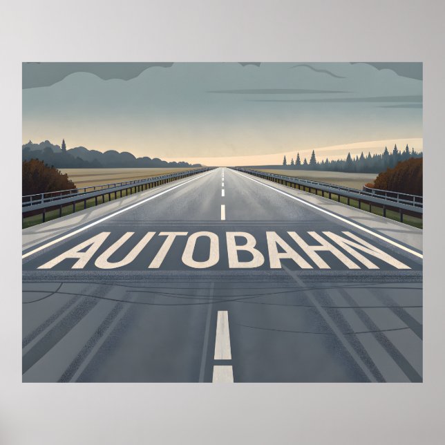 Póster Autobahn Infinite Road Perspective Art (Frente)