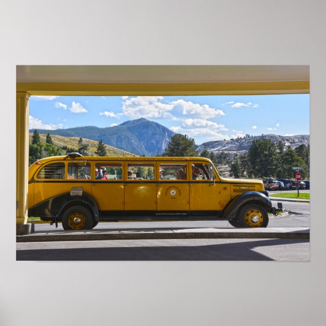 Póster Autobús Amarillo, Parque Nacional Yellowstone, Wyo (Frente)