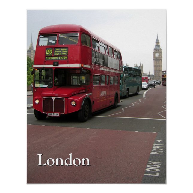 Póster Autobús de dos pisos perfecto para Londres (Anverso)