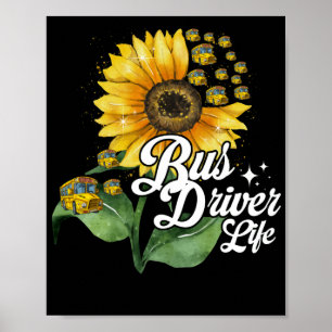 Póster Autobús de la escuela de girasol Life