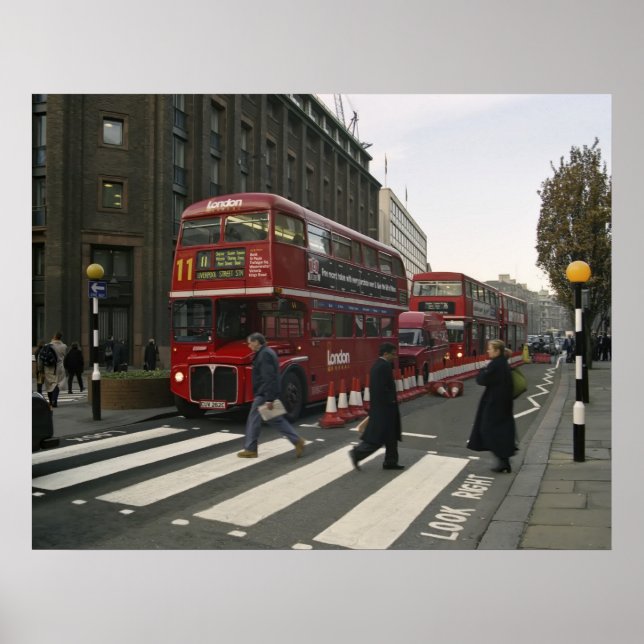 Póster Autobús de la estación Liverpool Street - Londres (Frente)