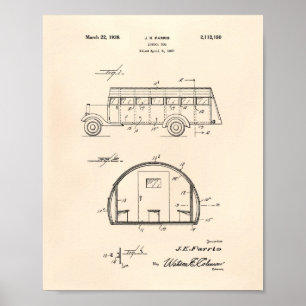 Póster Autobús escolar 1937 Patent Art Old Peper