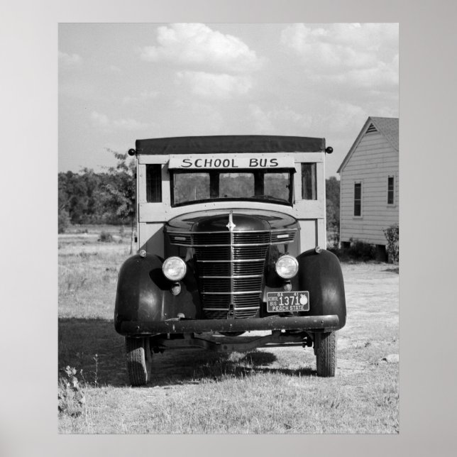 Póster Autobús escolar antiguo, Greensboro, Georgia, 1941 (Frente)