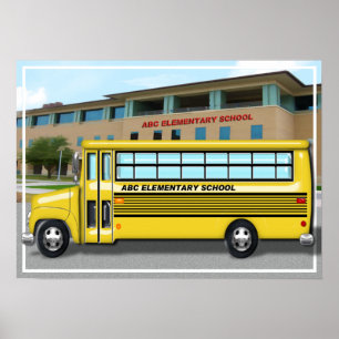 Póster Autobús escolar en la escuela