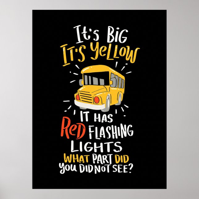 Póster Autobús escolar es grande y amarillo (Frente)