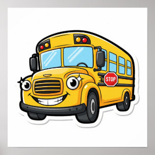 Póster Autobús escolar personalizado Happy