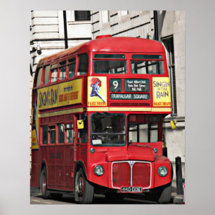 Póster Autobús Rojo Vintage