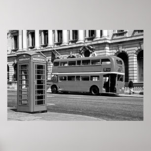 Póster Autobús y Caja de Telefonía Roja de Londres