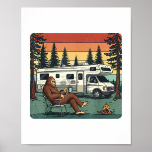 Póster Autocaravana de Camping Vintage RV Aventura Bigfoo
