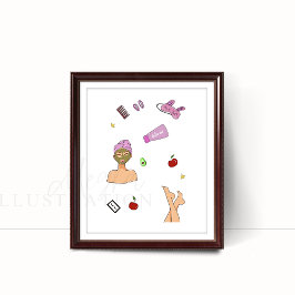 Póster Autocuidado, ilustracion de moda