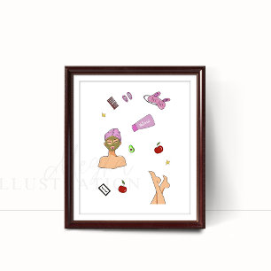 Póster Autocuidado, ilustracion de moda