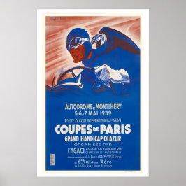 Póster Autódromo de Montlhery Francia Rally de Automóvile