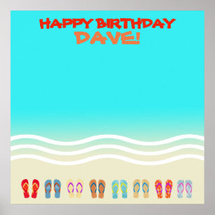 Póster Autografo de cumpleaños feliz Fiesta de playa