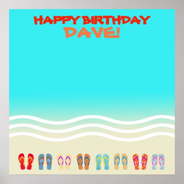Póster Autografo de cumpleaños feliz Fiesta de playa (Frente)