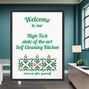 Póster Autolimpieza Actitud de cocina y diversión