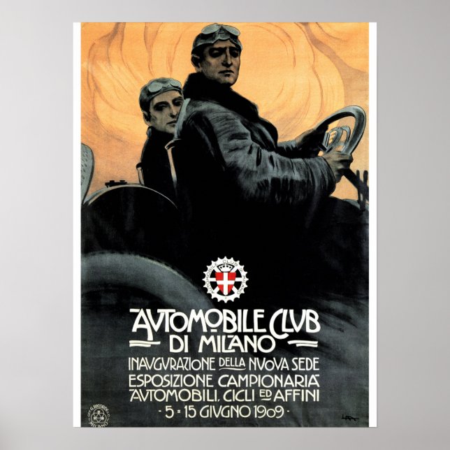 Póster AUTOMOBILE CLUB DI MILANO Publicidad Vintage Car (Frente)