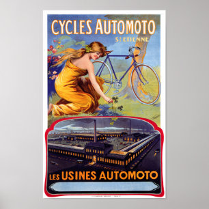 Póster Automoto Cycles 1914 Poster publicitario de época