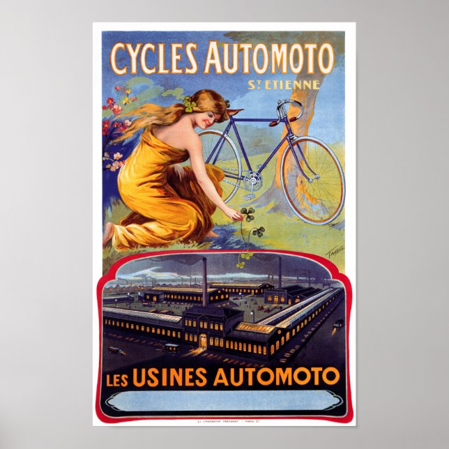 Póster Automoto Cycles 1914 Poster publicitario de época (Frente)