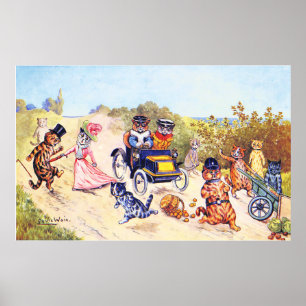 Póster Automóvil Cats Louis Wain
