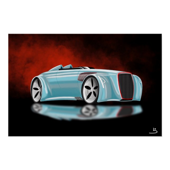 Póster Automóvil de concepto retro (Anverso)