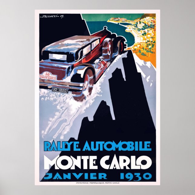 Póster Automóvil de Montecarlo Rallye 1930 (Frente)