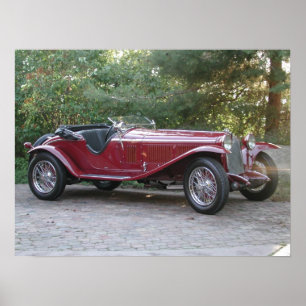 Póster Automóvil descubierto 1929 de Alfa Romeo 1750