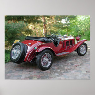 Póster Automóvil descubierto 1929 de Alfa Romeo 1750